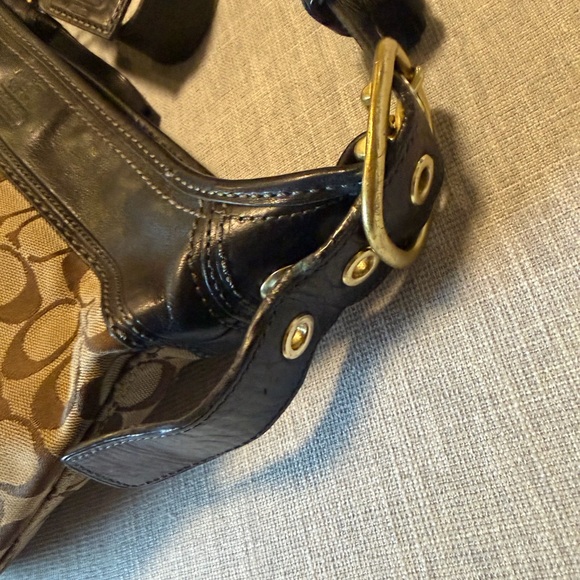 Coach Signature Canvas Crossbody Bag Brown/Tan w/ Leather Trim + Dust Bag - Picture 4 of 13